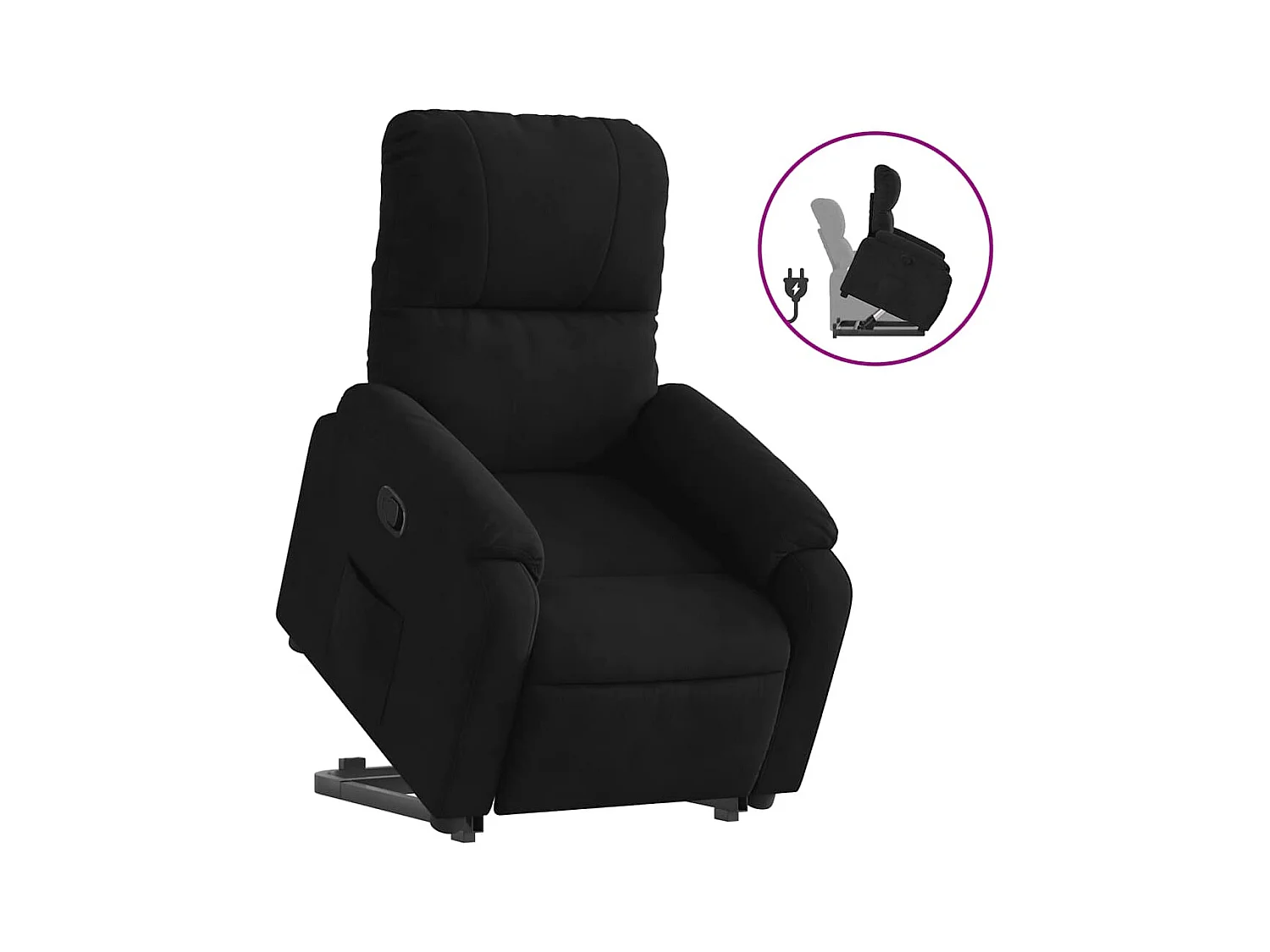 Fauteuil inclinable-Chaise de relax-Fauteuil salon noir tissu microfibre SHL4114