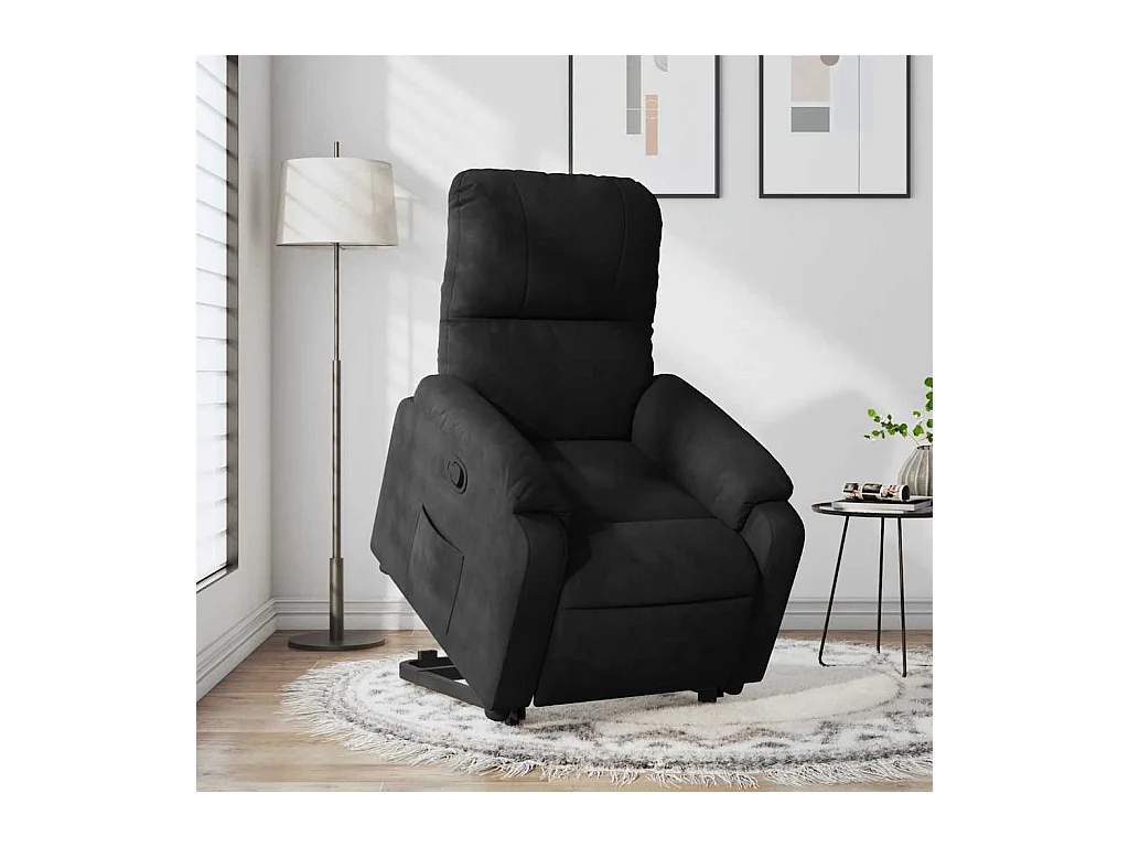 Fauteuil inclinable-Chaise de relax-Fauteuil salon noir tissu microfibre SHL4114