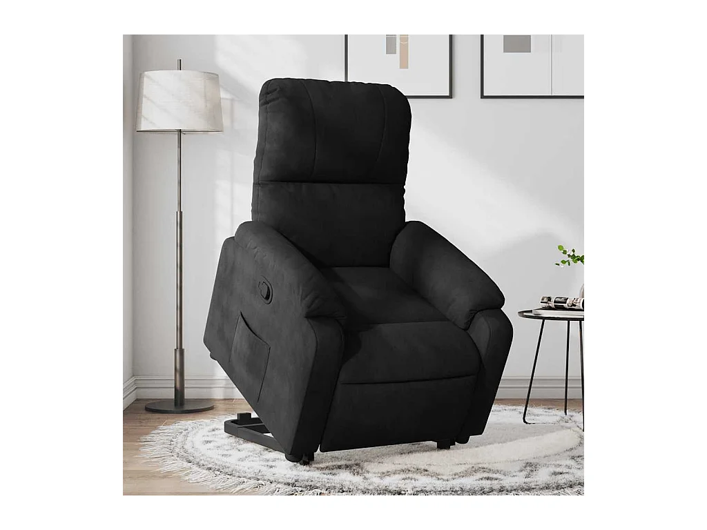 Sillón de relax | Sillón reclinable elevable tela de microfibra negro SHL6292