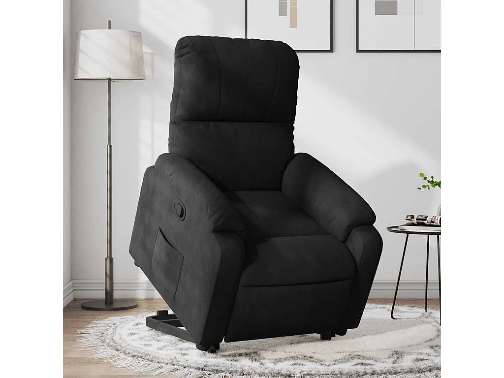 Fauteuil inclinable-Chaise de relax-Fauteuil salon noir tissu microfibre SHL4114