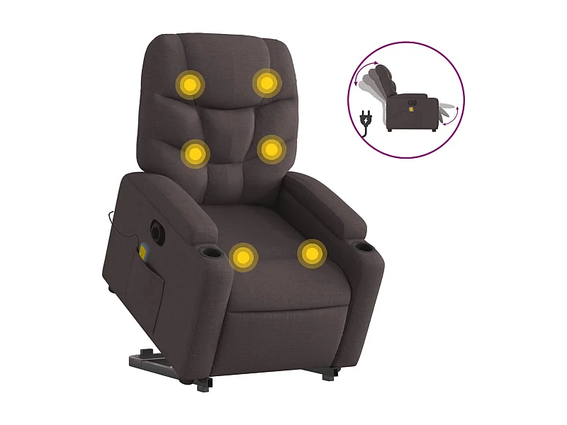 Sillón de salón | Silla | Sillón masaje eléctrico reclinable elevable tela marrón oscuro SHL4951