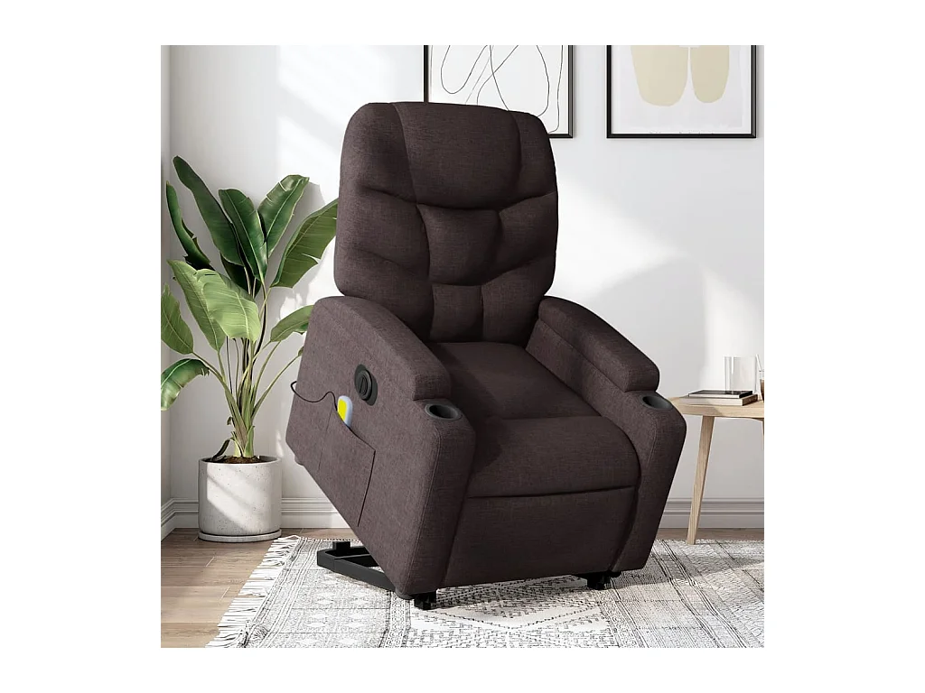 Sillón de salón | Silla | Sillón masaje eléctrico reclinable elevable tela marrón oscuro SHL4951