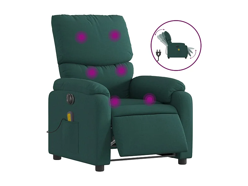 Sillón de relax | Sillón reclinable de masaje eléctrico tela verde oscuro SHL9429