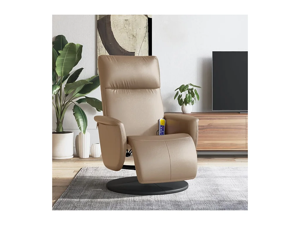 Sillón de relax | Sillón reclinable masaje reposapiés cuero sintético capuchino SHL3225