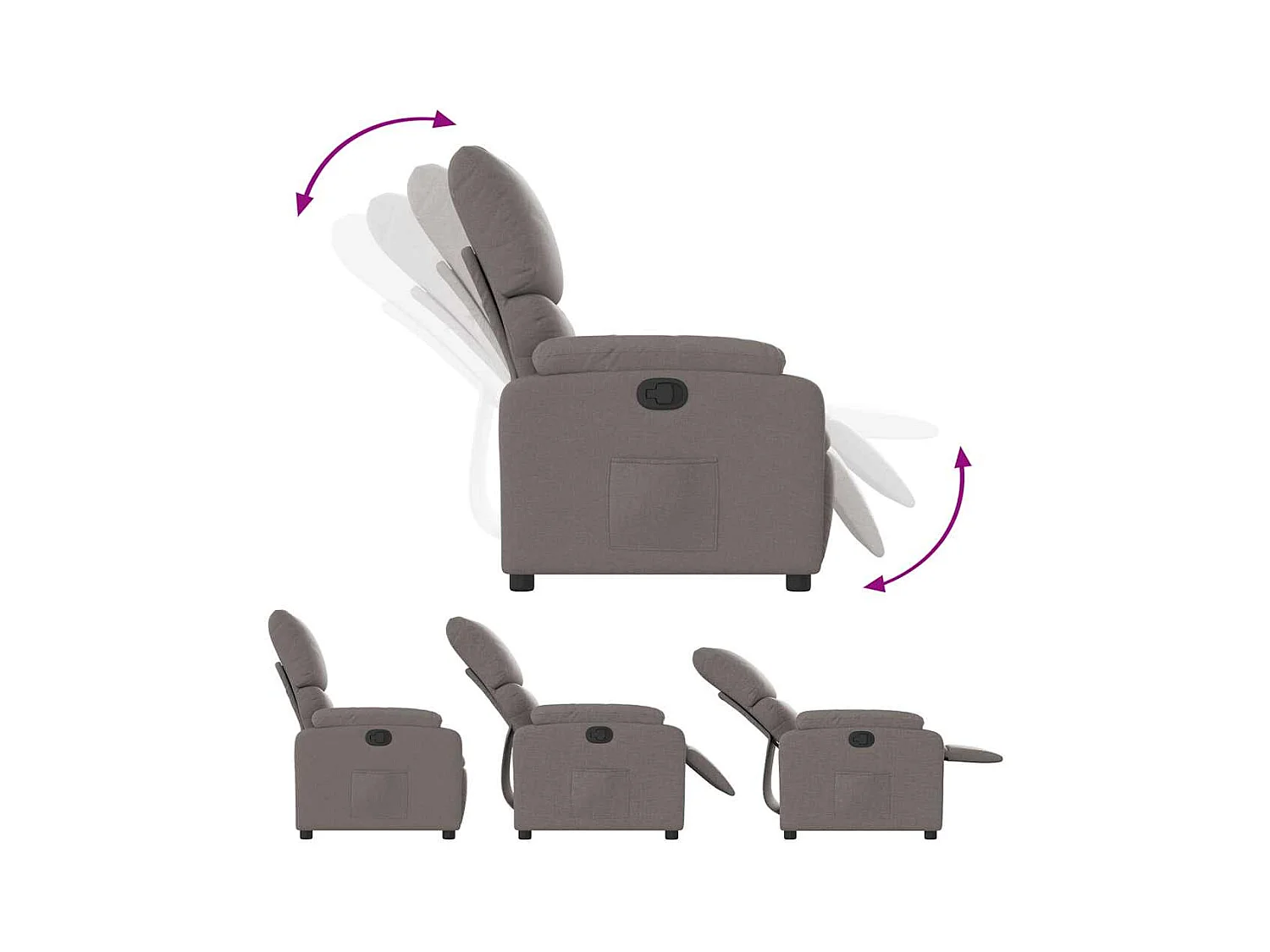 Sillón de relax | Silla | Sillón reclinable de tela gris taupe SHL2860