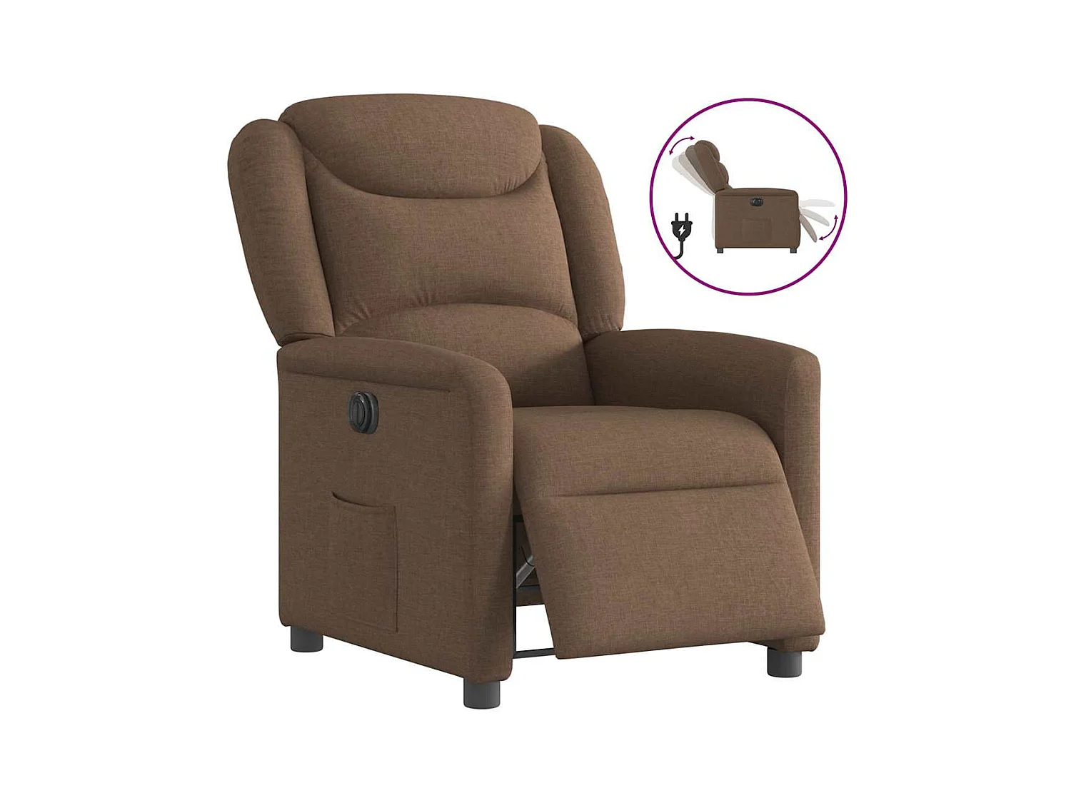 Fauteuil inclinable électrique-Chaise de relax-Fauteuil TV Marron Tissu SHL2306