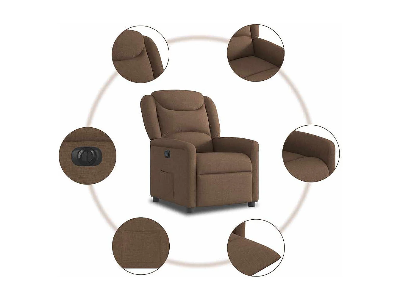Fauteuil inclinable électrique-Chaise de relax-Fauteuil TV Marron Tissu SHL2306