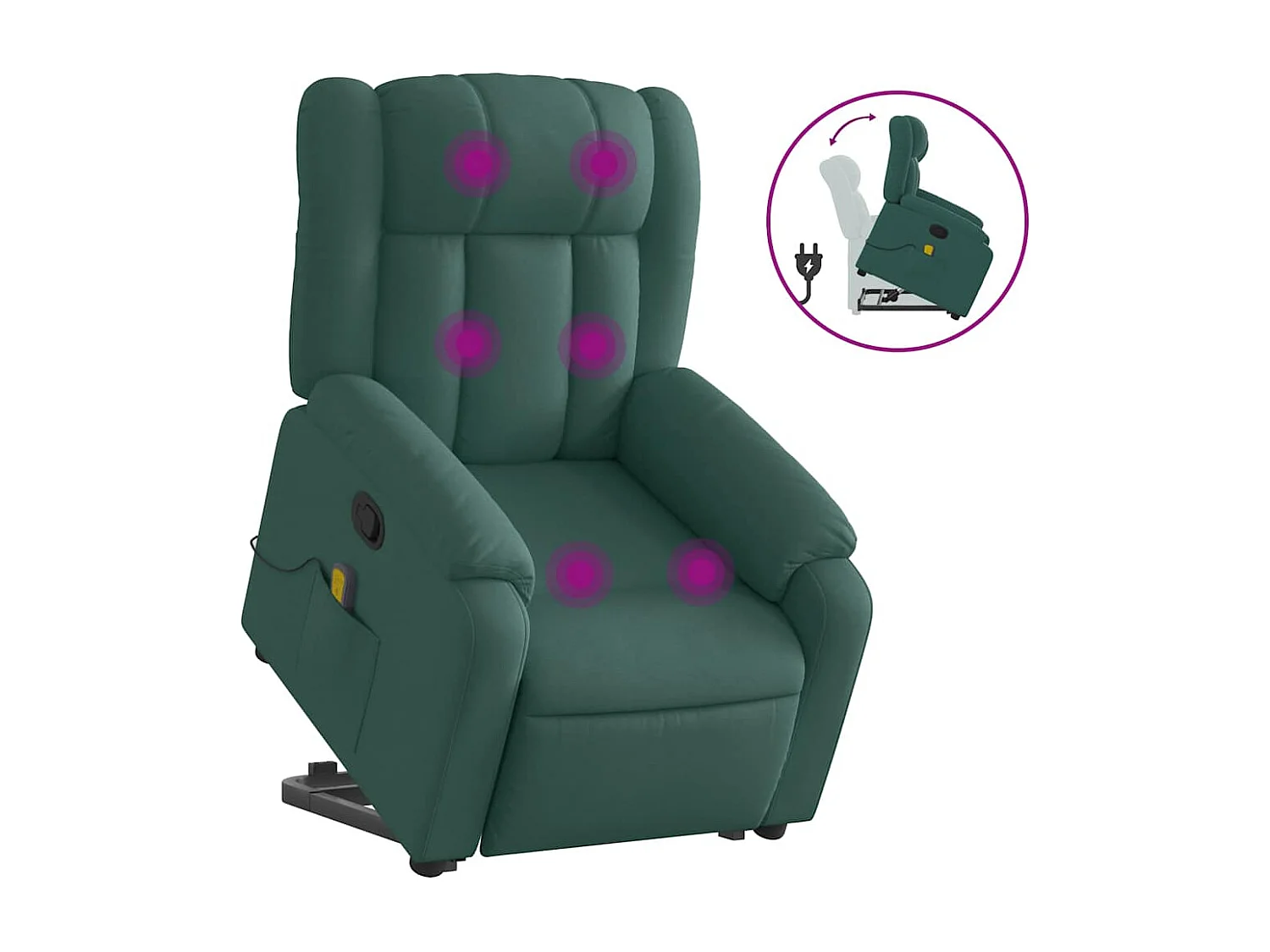 Fauteuil inclinable-Chaise de relax-Fauteuil de Massage Vert foncé Tissu SHL2943