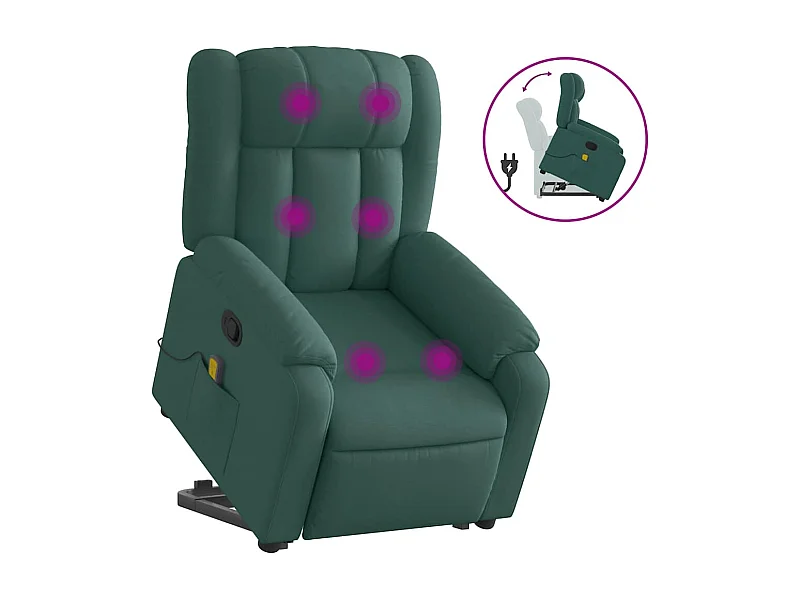 Fauteuil inclinable-Chaise de relax-Fauteuil de Massage Vert foncé Tissu SHL2943