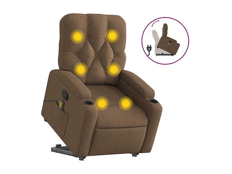 Fauteuil inclinable-Chaise de relax-Fauteuil de Massage Marron Tissu SHL5114