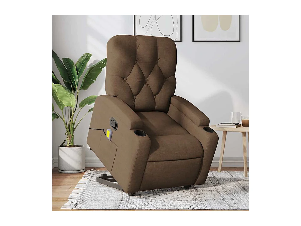 Fauteuil inclinable-Chaise de relax-Fauteuil de Massage Marron Tissu SHL5114