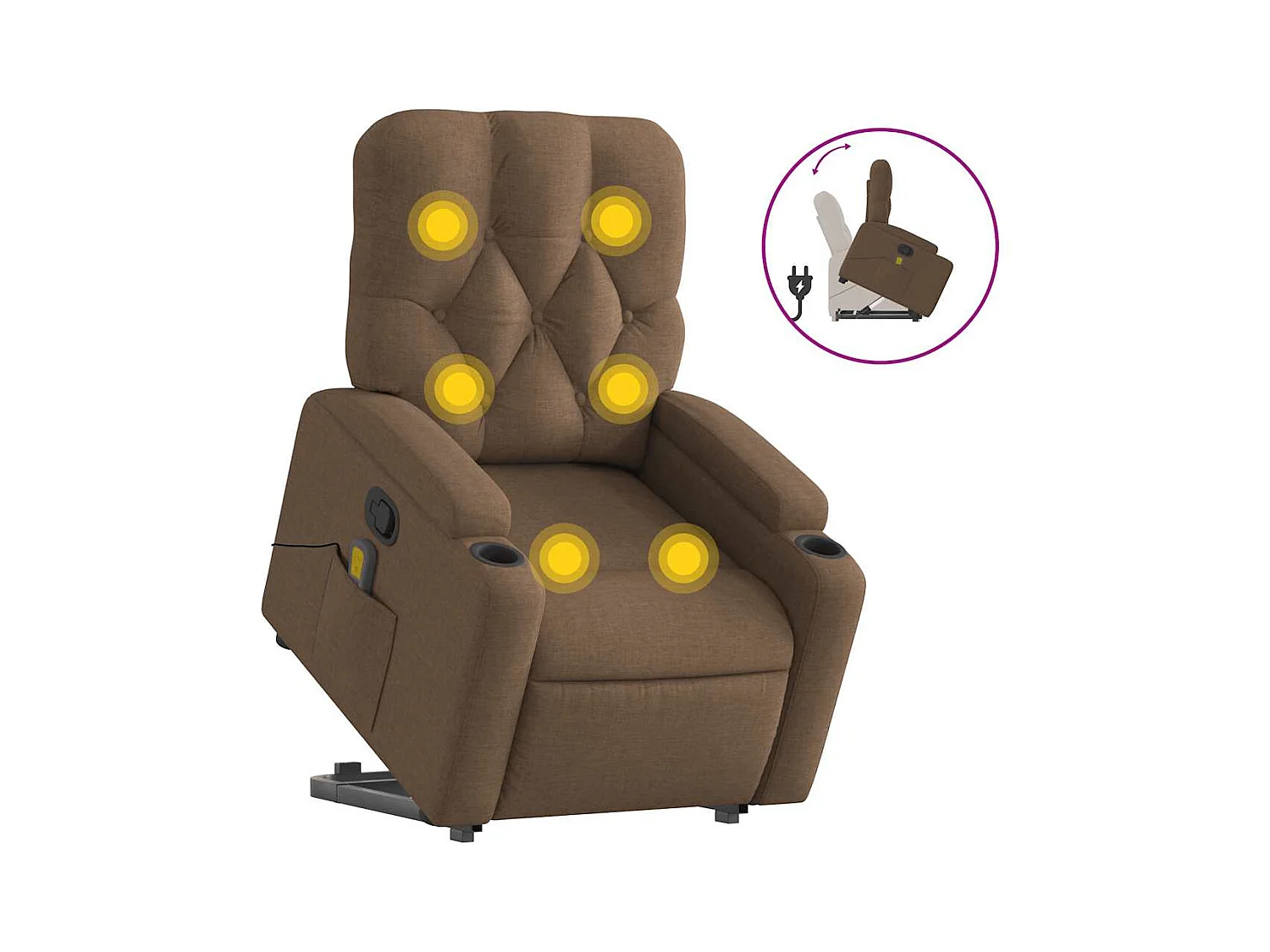 Fauteuil inclinable-Chaise de relax-Fauteuil de Massage Marron Tissu SHL5114