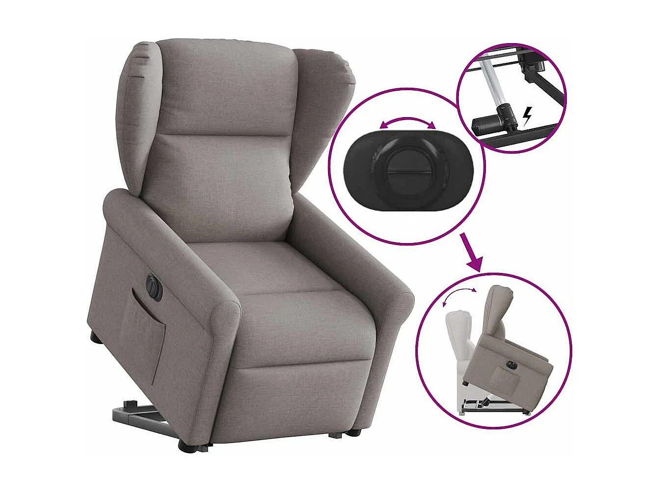 Fauteuil inclinable électrique-Chaise de relax-Fauteuil TV taupe tissu SHL3363