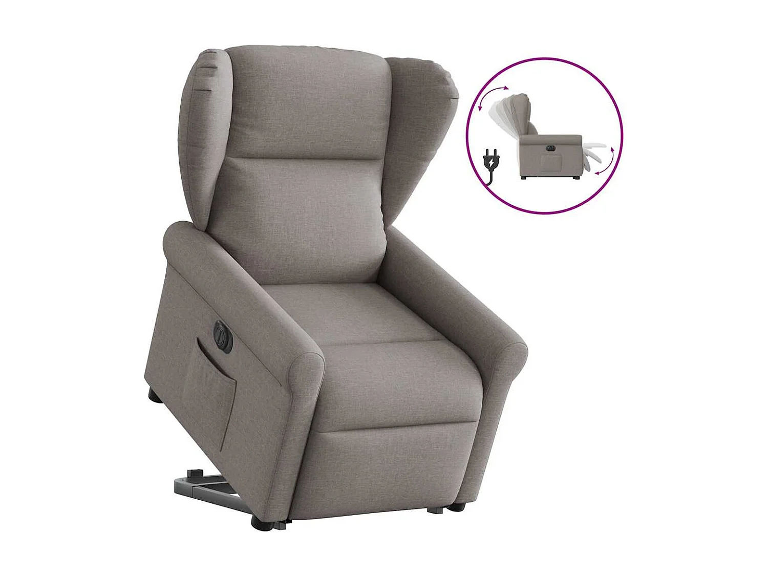 Silla de relax | Sillón eléctrico reclinable elevable de tela gris taupe SHL6751