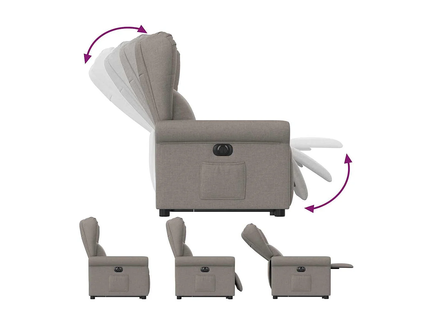 Silla de relax | Sillón eléctrico reclinable elevable de tela gris taupe SHL6751