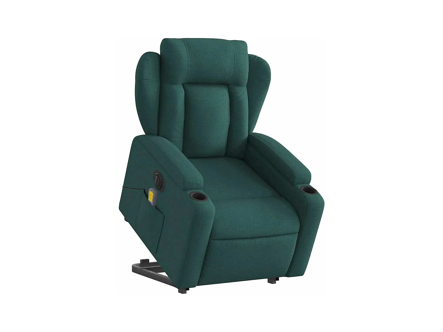Poltrona elétrica elevatória massagens tecido verde-escuro SHL436269