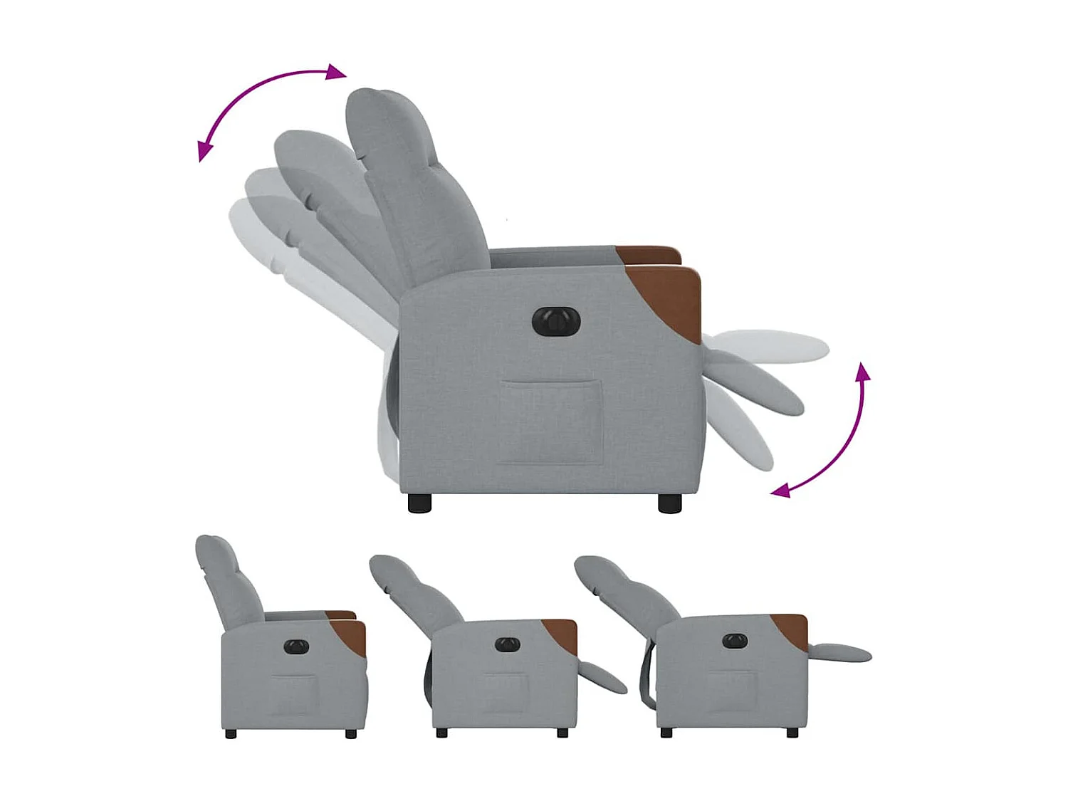 Relaxsessel Elektrisch | Lounge Sessel indoor Hellgrau Stoff SHL23065