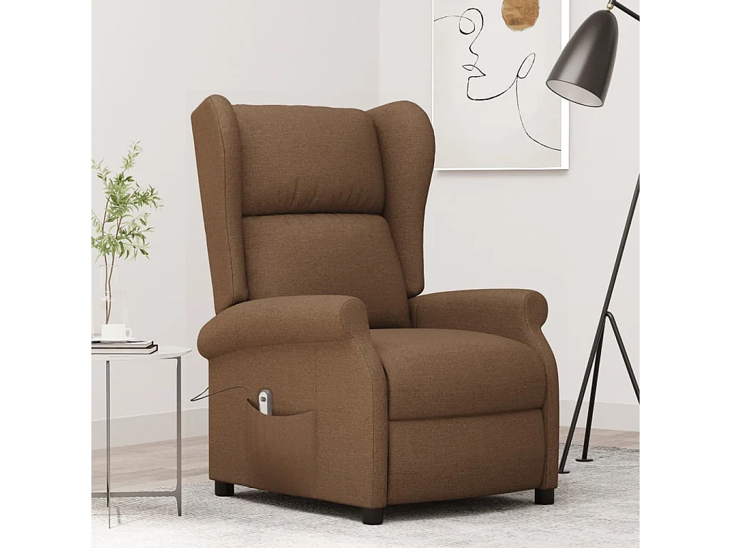 Fauteuil inclinable électrique-Chaise de relax à oreilles marron tissu SHL3221