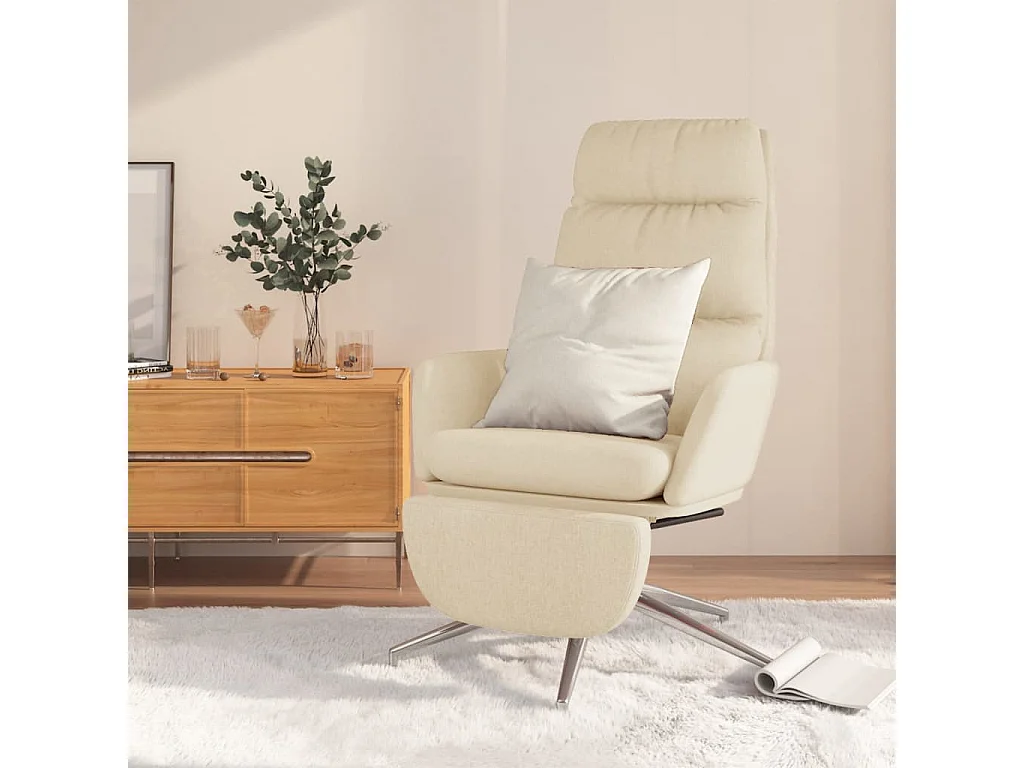 Chaise de relaxation-Fauteuil de bureau avec repose-pied Crème Tissu SHL5005