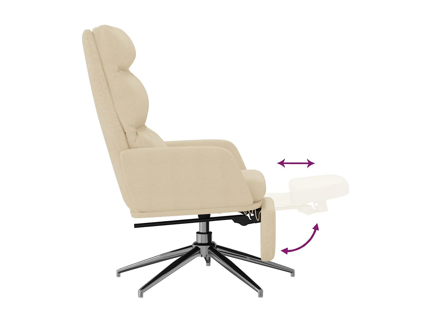 Chaise de relaxation-Fauteuil de bureau avec repose-pied Crème Tissu SHL5005