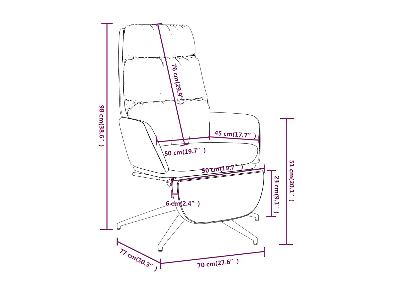 Chaise de relaxation-Fauteuil de bureau avec repose-pied Crème Tissu SHL5005