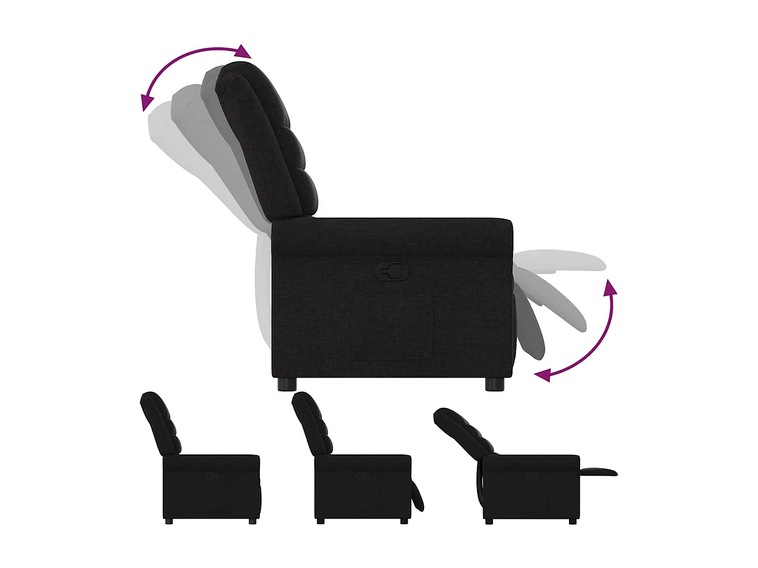 Fauteuil inclinable-Chaise de relax-Fauteuil TV Noir Tissu SHL5215