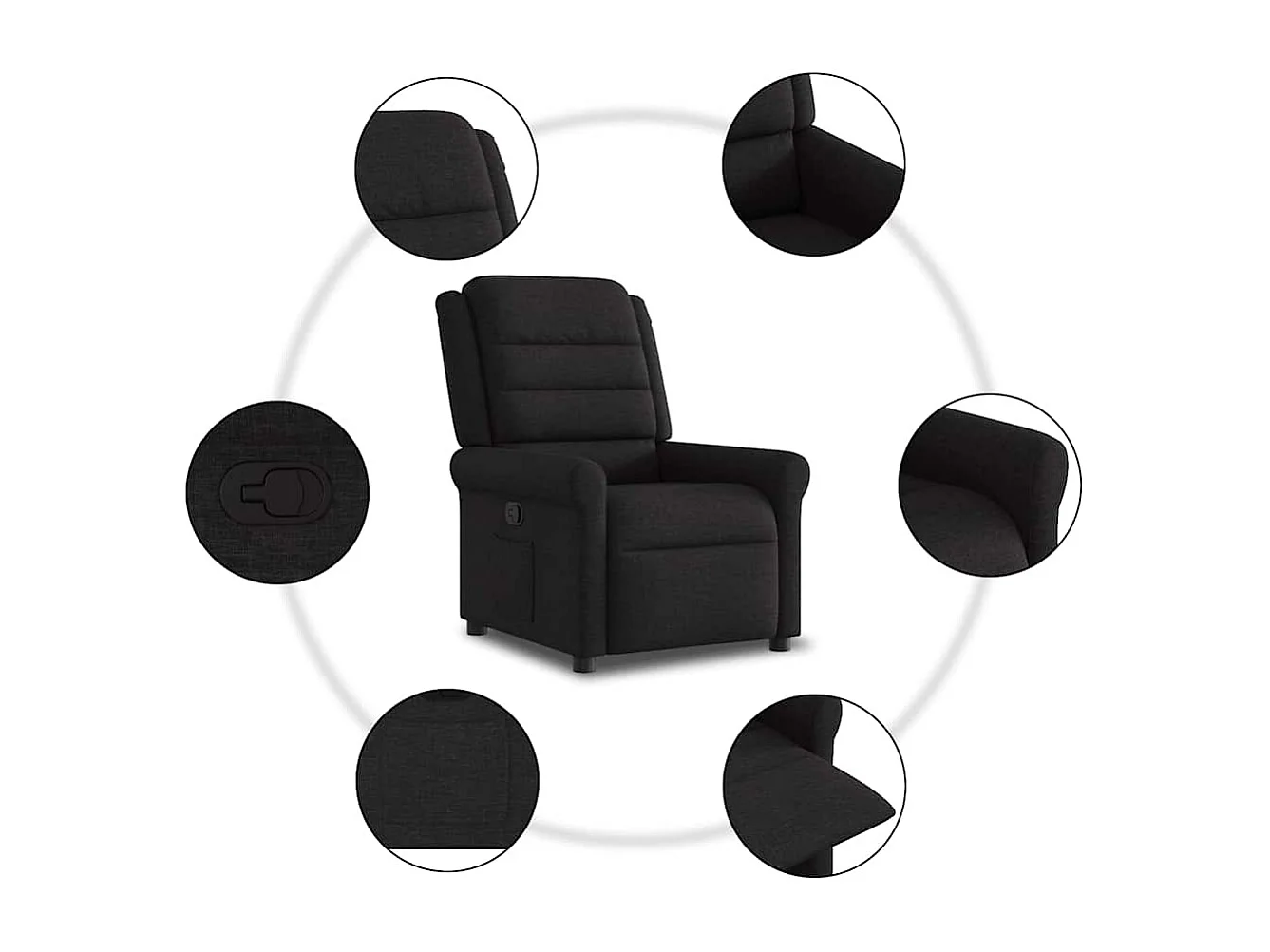 Fauteuil inclinable-Chaise de relax-Fauteuil TV Noir Tissu SHL5215