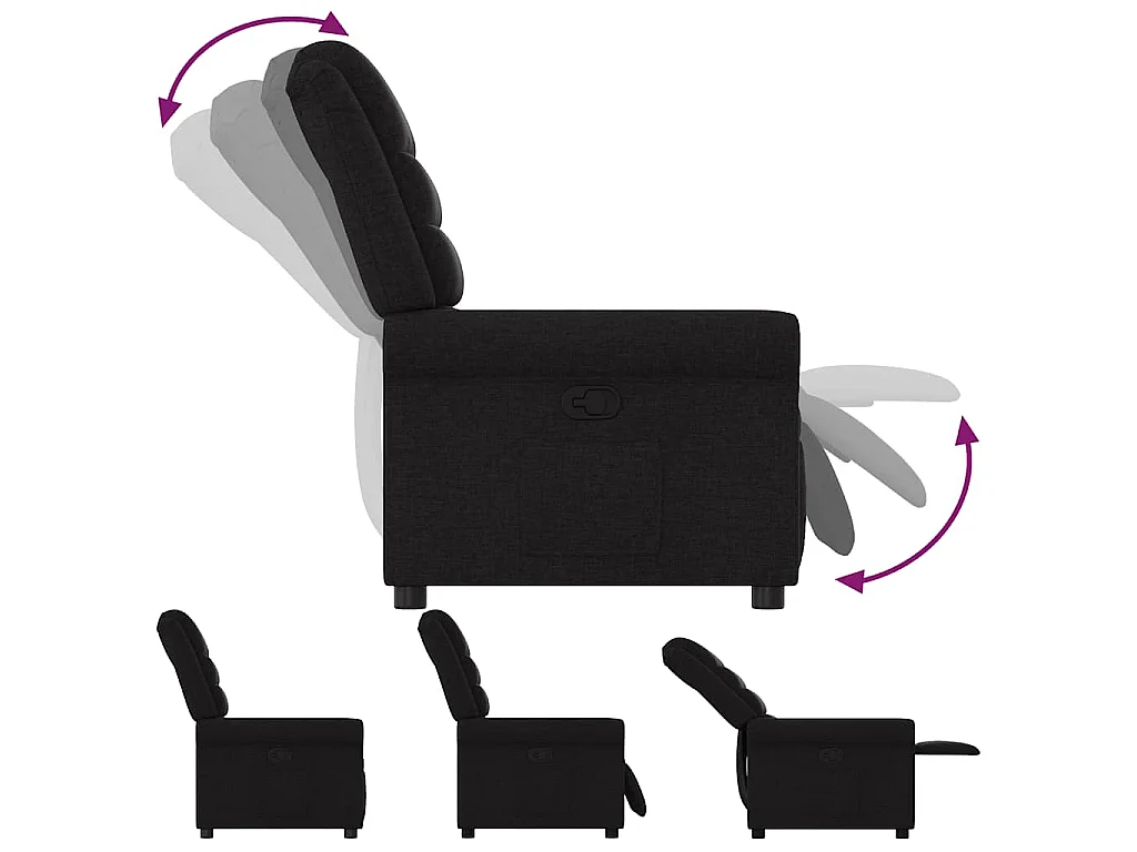 Fauteuil inclinable-Chaise de relax-Fauteuil TV Noir Tissu SHL5215