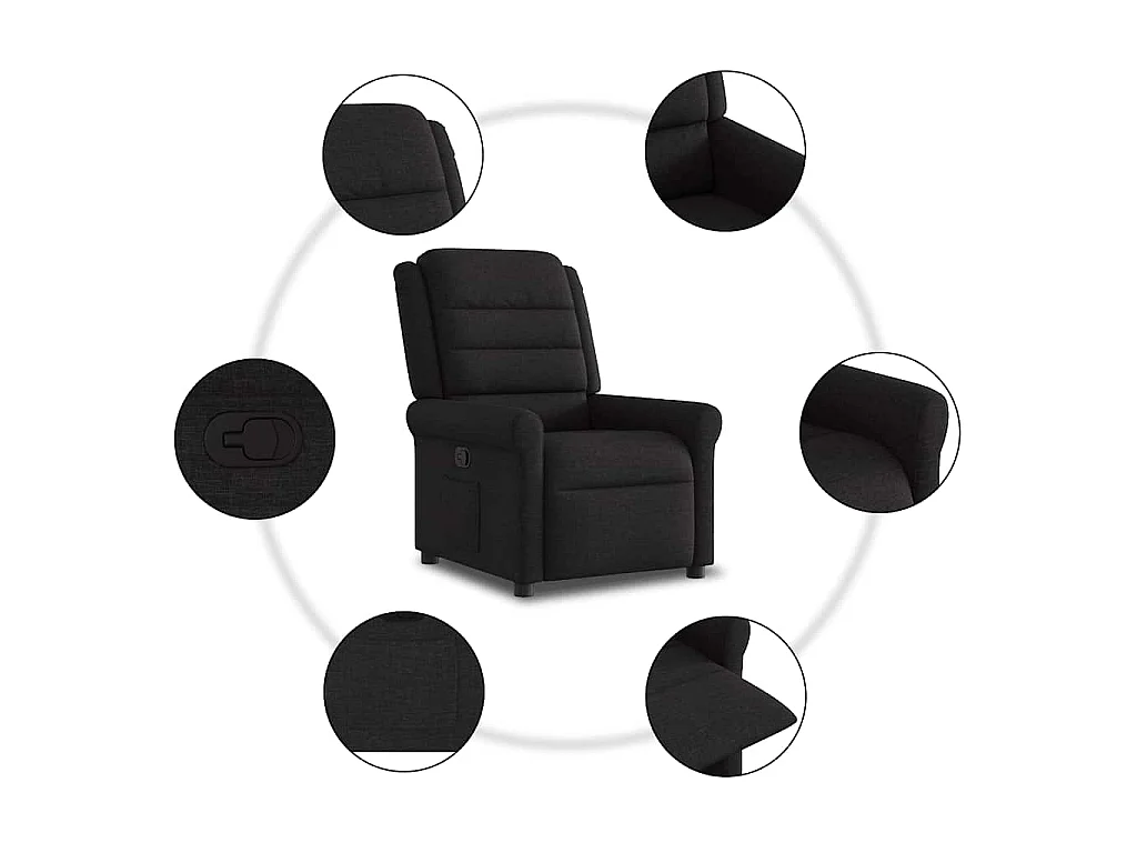 Fauteuil inclinable-Chaise de relax-Fauteuil TV Noir Tissu SHL5215