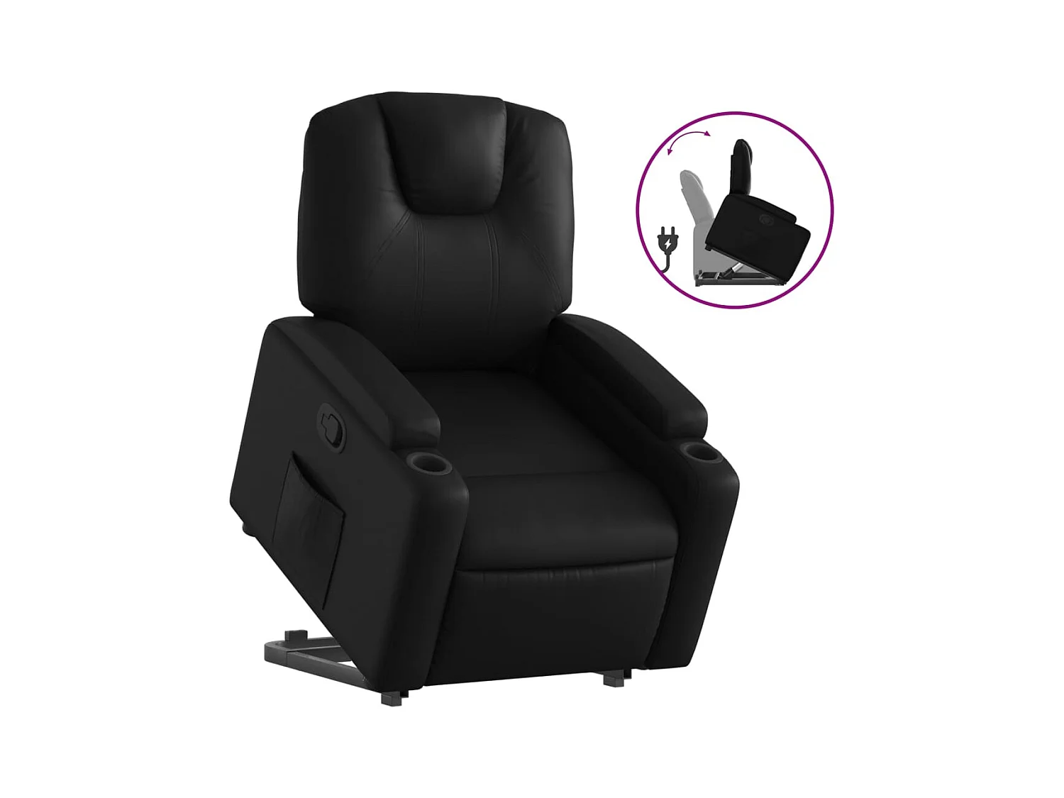 Sillón de relax | Sillón reclinable elevable cuero artificial negro SHL6874