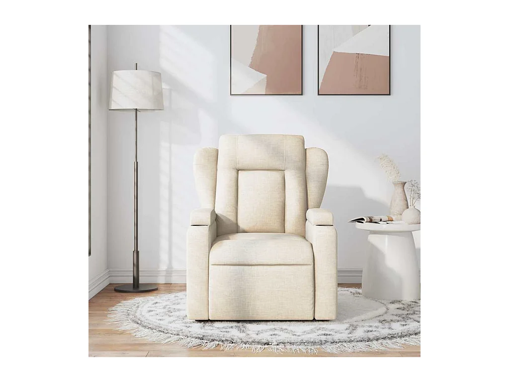 Poltrona de massagens reclinável tecido cor creme SHL39763