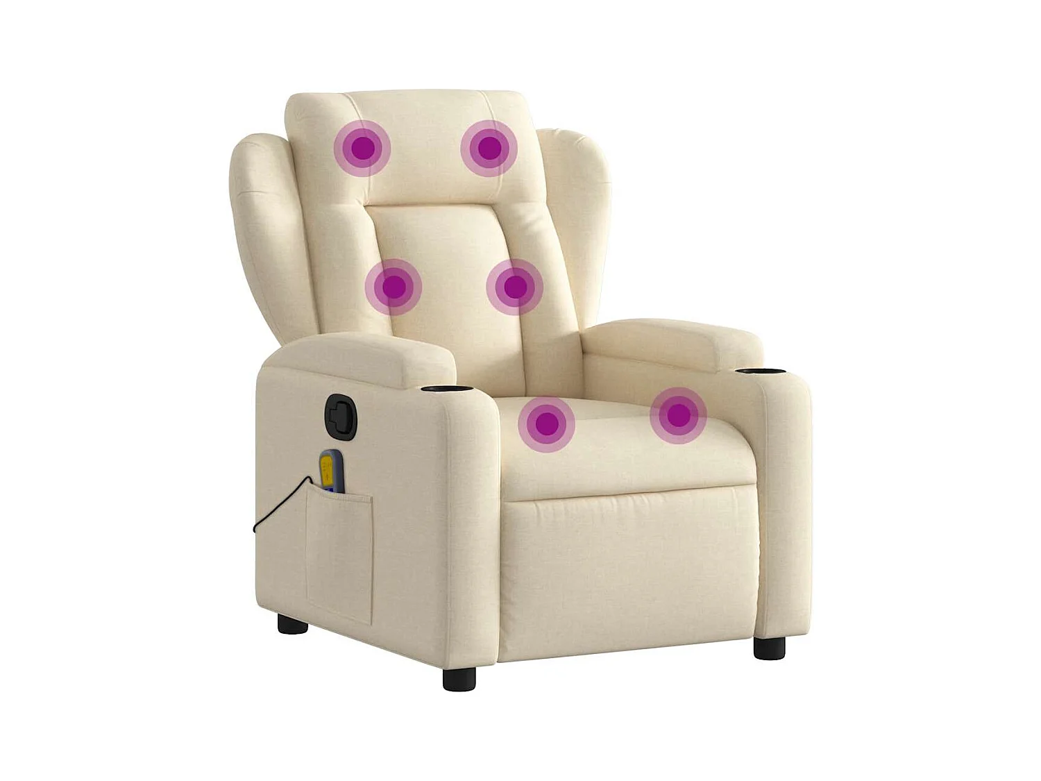 Fauteuil inclinable-Chaise de relax-Fauteuil de Massage Crème Tissu SHL3238
