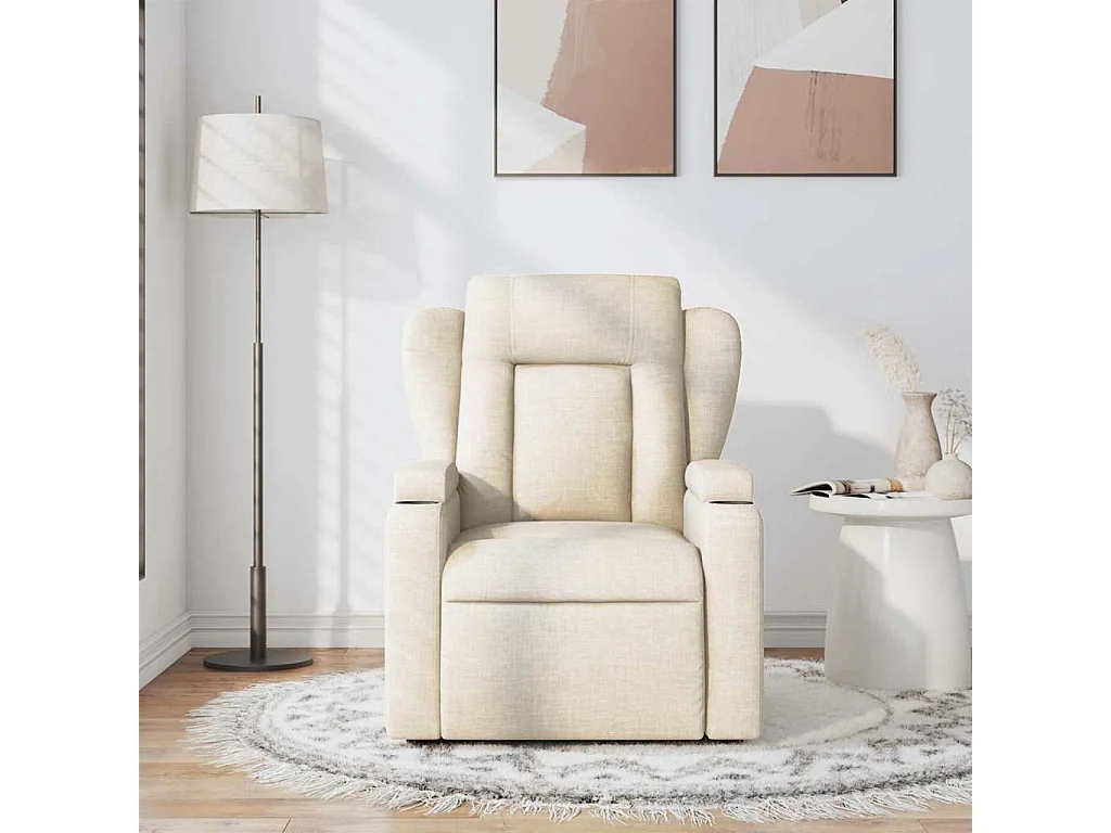 Fauteuil inclinable-Chaise de relax-Fauteuil de Massage Crème Tissu SHL3238