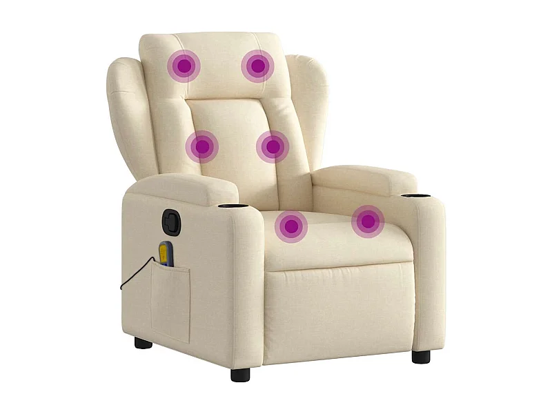 Fauteuil inclinable-Chaise de relax-Fauteuil de Massage Crème Tissu SHL3238