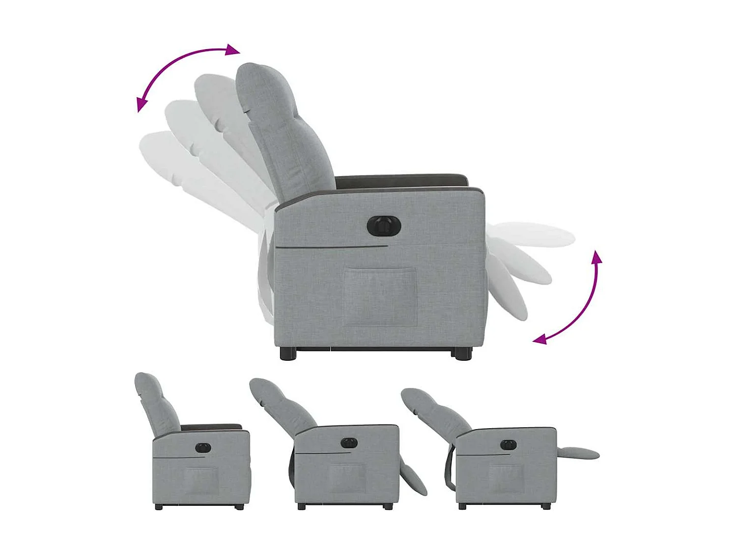 Silla de relax | Sillón eléctrico reclinable elevable de tela gris claro SHL2922