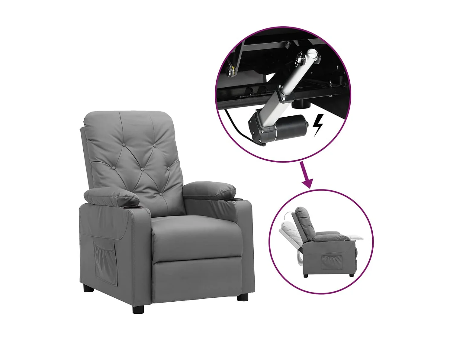 Aufstehsessel-Relaxsessel Grau Kunstleder SHL96367