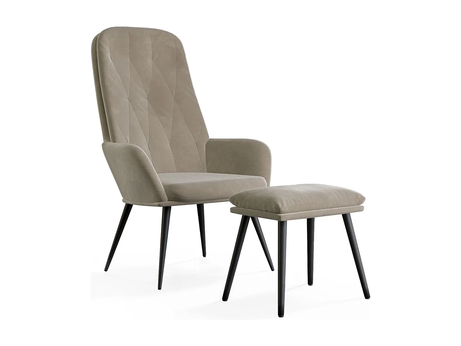 Fauteuil de relaxation Scandinave avec repose-pied Gris clair Velours SHL4271