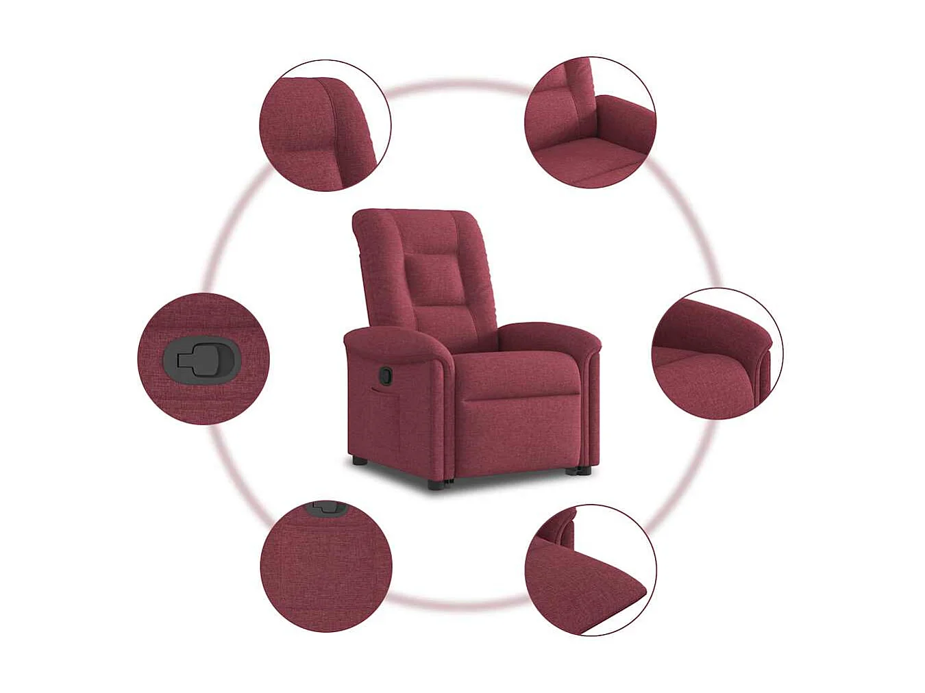 Fauteuil inclinable-Chaise de relax-Fauteuil TV rouge bordeaux tissu SHL1387