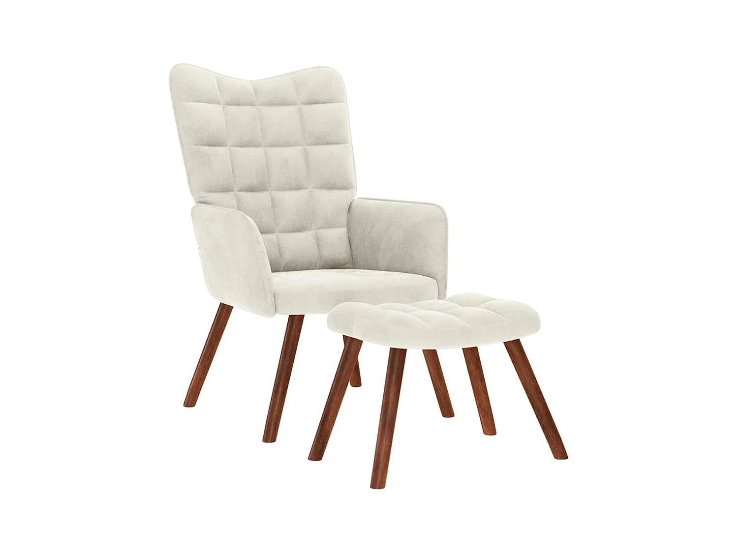 Chaise de relaxation moderne avec tabouret-Fauteuil de Salon crème velours SHL3515