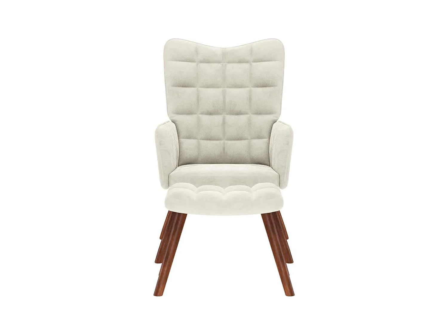 Chaise de relaxation moderne avec tabouret-Fauteuil de Salon crème velours SHL3515