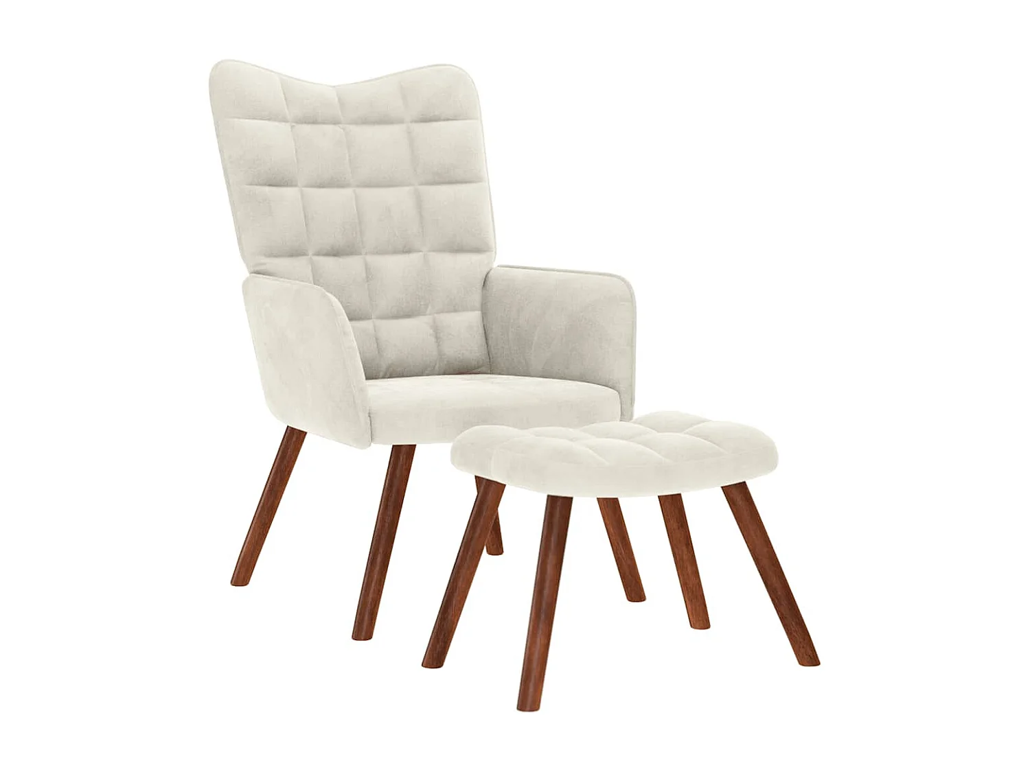 Chaise de relaxation moderne avec tabouret-Fauteuil de Salon crème velours SHL3515