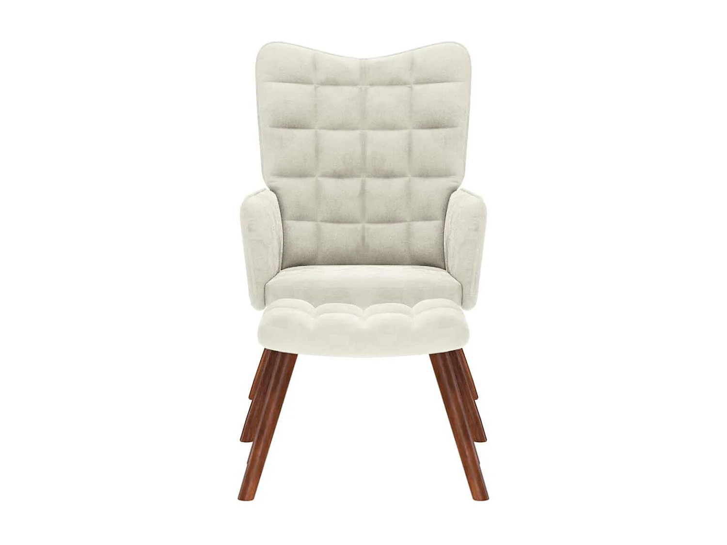 Chaise de relaxation moderne avec tabouret-Fauteuil de Salon crème velours SHL3515