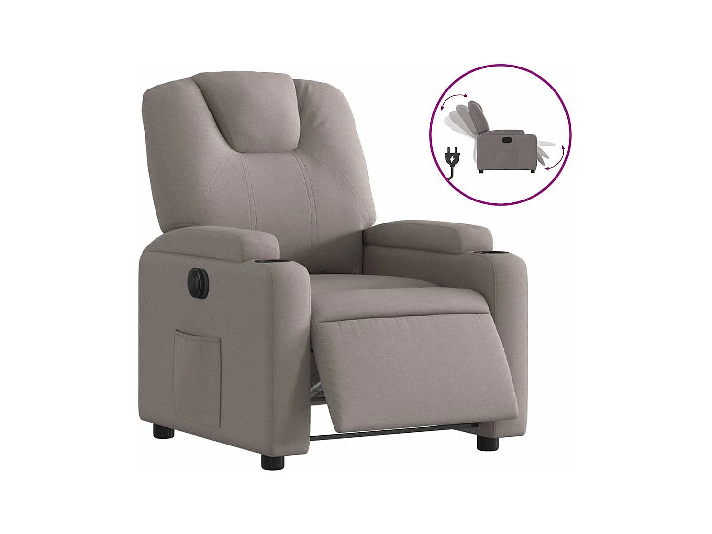 Fauteuil inclinable électrique-Chaise de relax-Fauteuil salon Taupe Tissu SHL1299