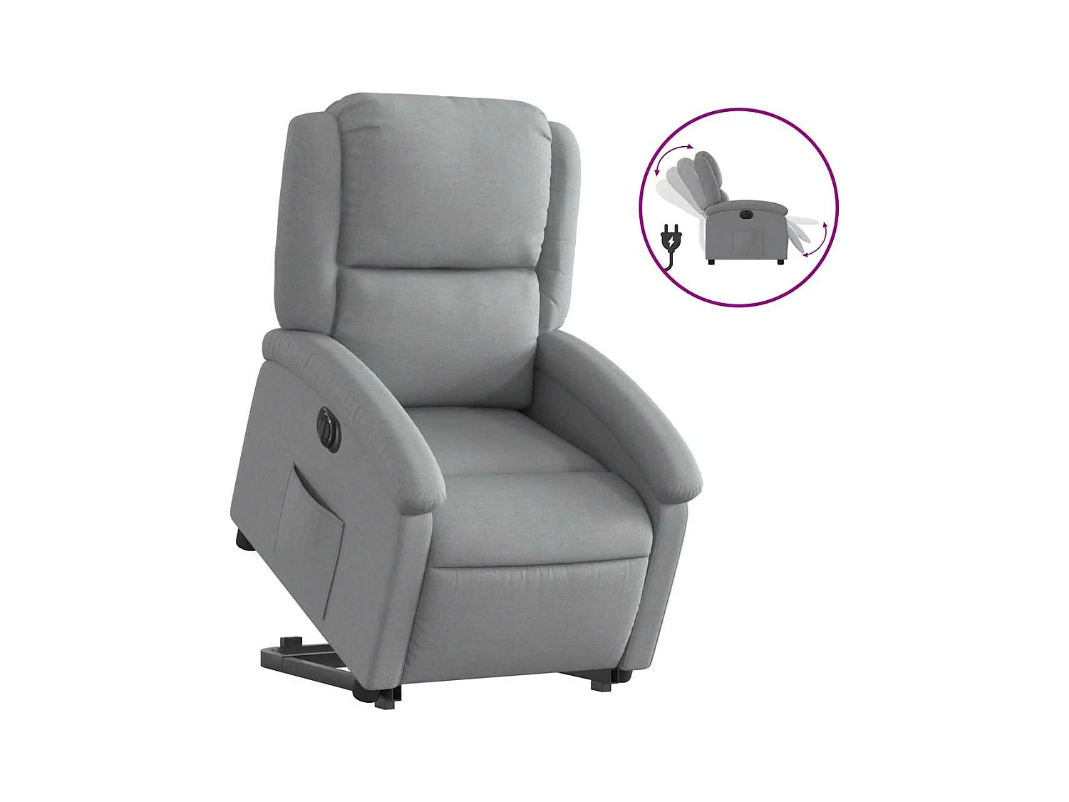 Silla de relax | Sillón eléctrico reclinable elevable de tela gris claro SHL3905