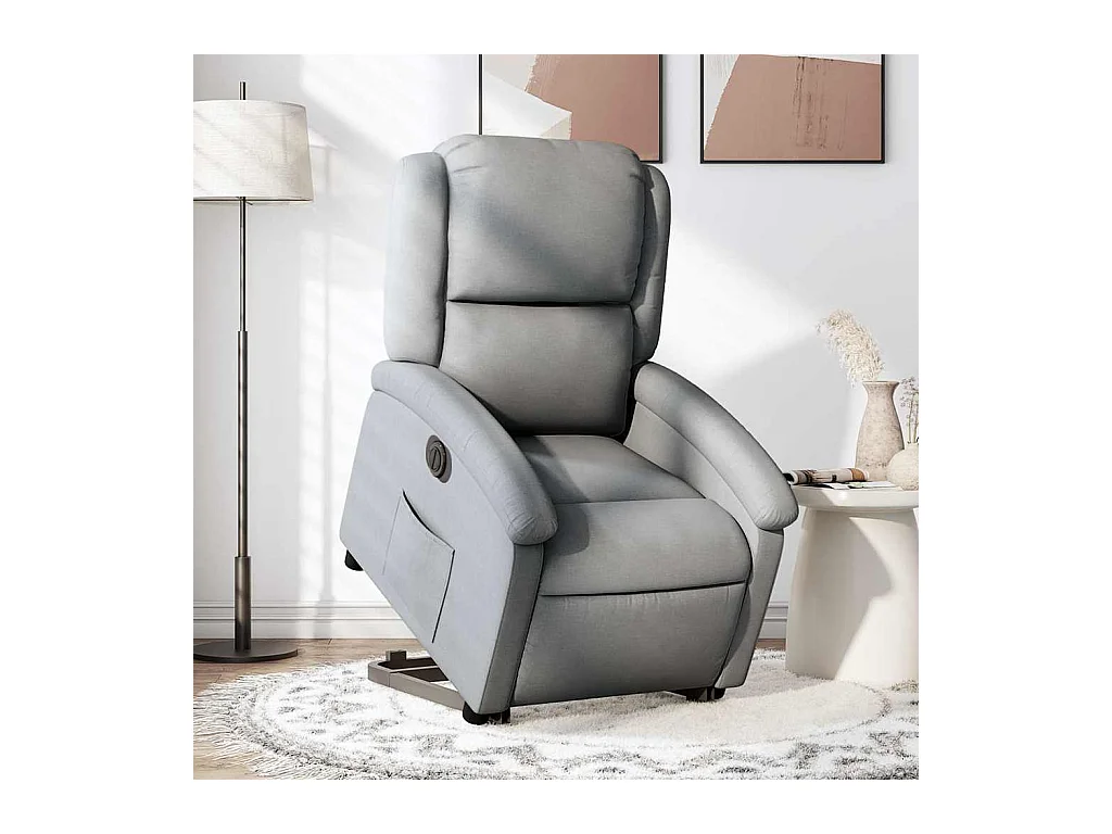 Silla de relax | Sillón eléctrico reclinable elevable de tela gris claro SHL3905