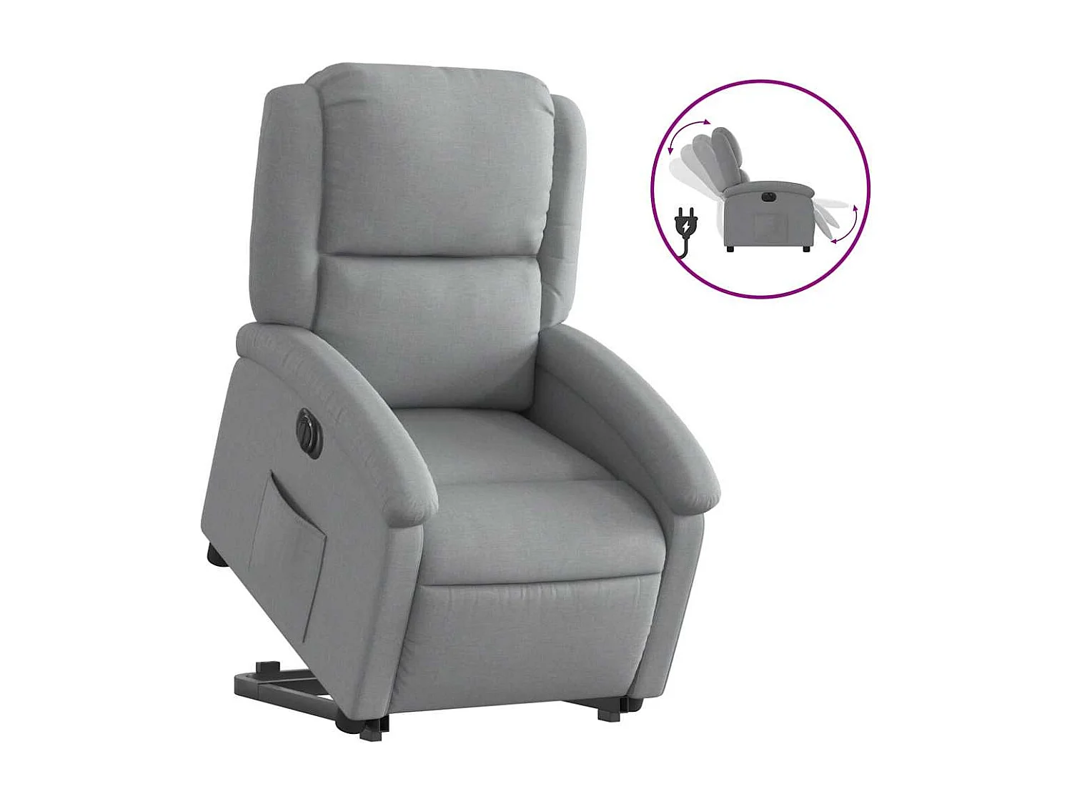 Silla de relax | Sillón eléctrico reclinable elevable de tela gris claro SHL3905