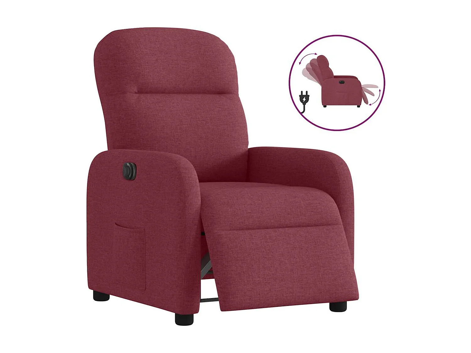 Fauteuil inclinable électrique-Chaise de relax-Fauteuil TV Rouge bordeaux Tissu SHL2874