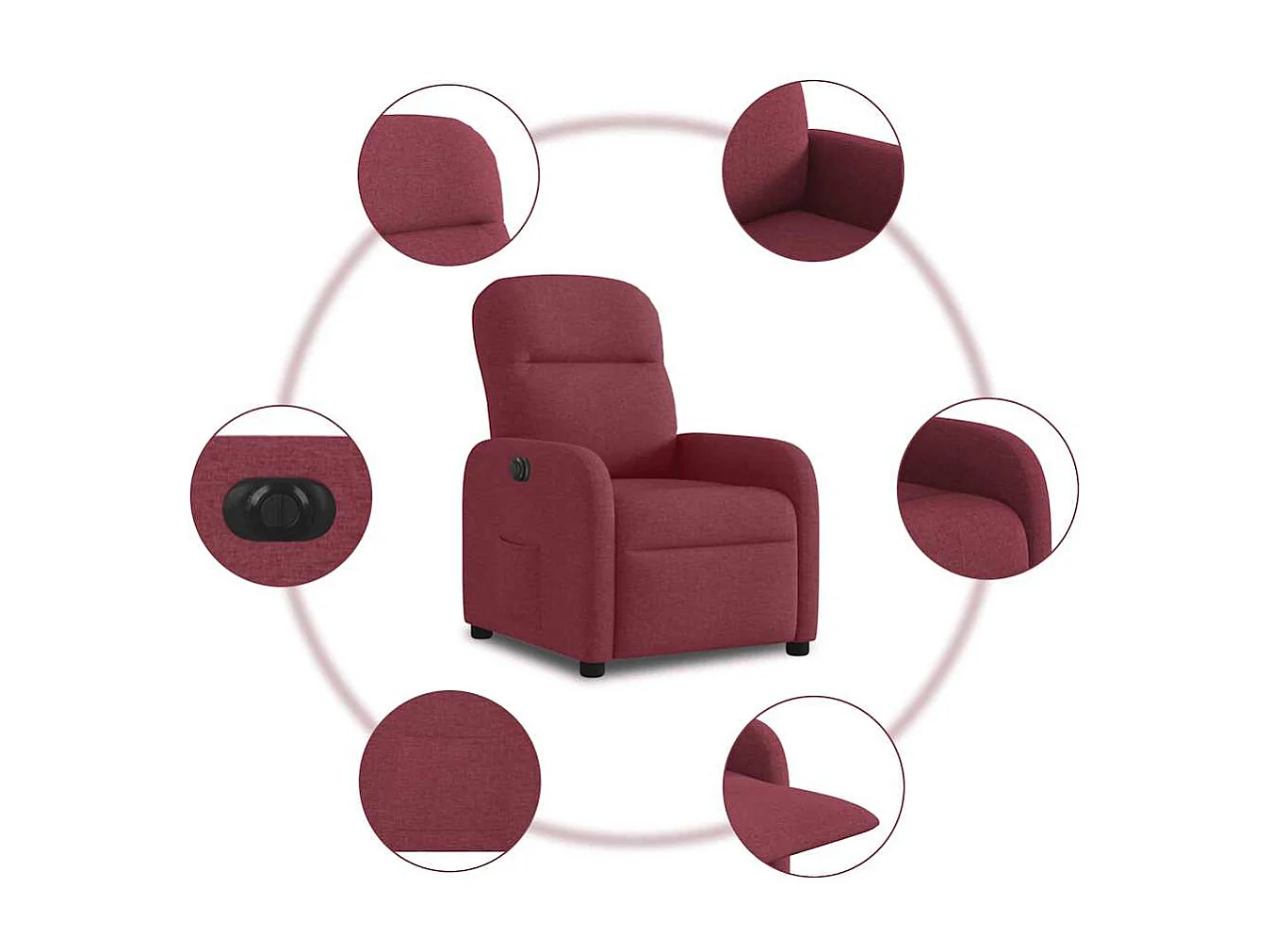 Fauteuil inclinable électrique-Chaise de relax-Fauteuil TV Rouge bordeaux Tissu SHL2874