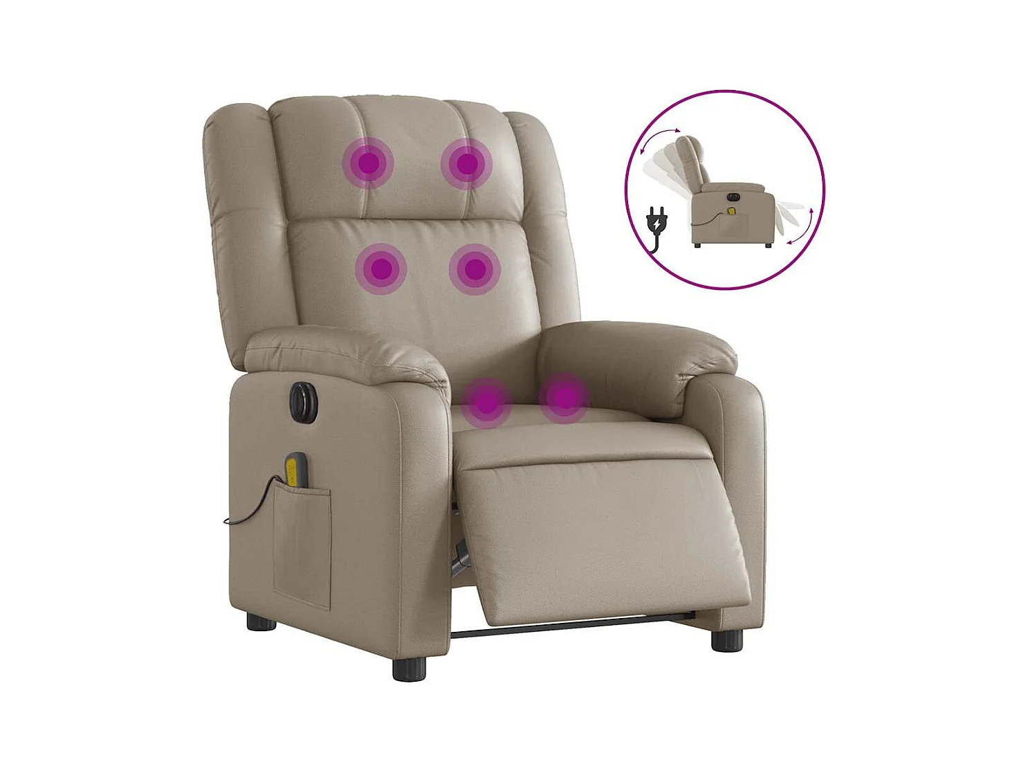Sillón de relax | Sillón reclinable de masaje eléctrico cuero sintético capuchino SHL6376