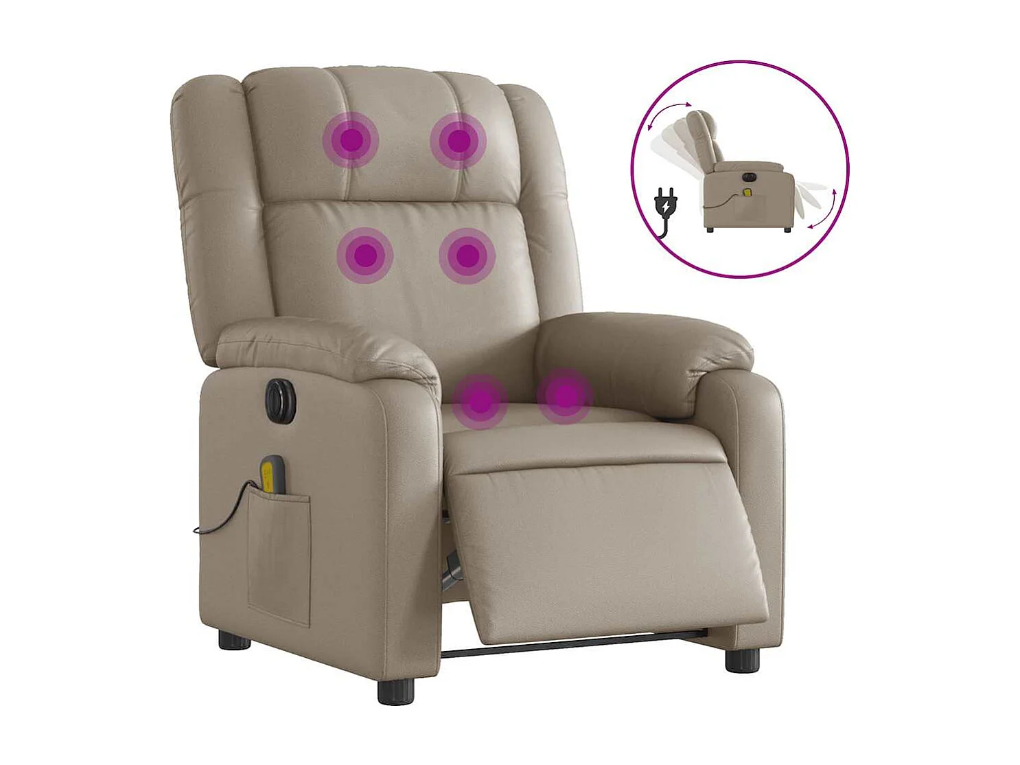 Fauteuil inclinable électrique-Fauteuil de massage pour Salon cappuccino similicuir SHL4772